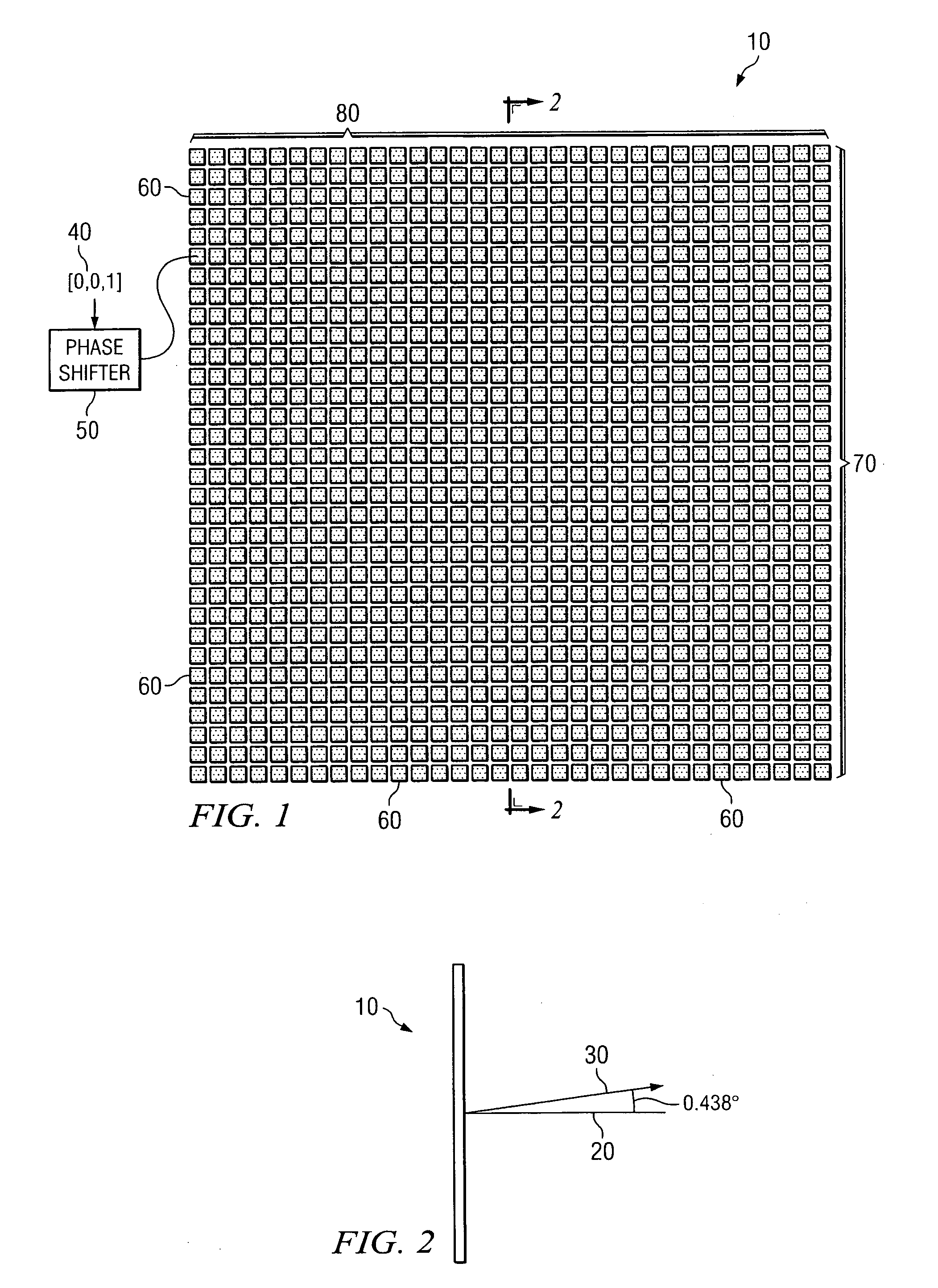 Two dimensional quantization method for array beam scanning