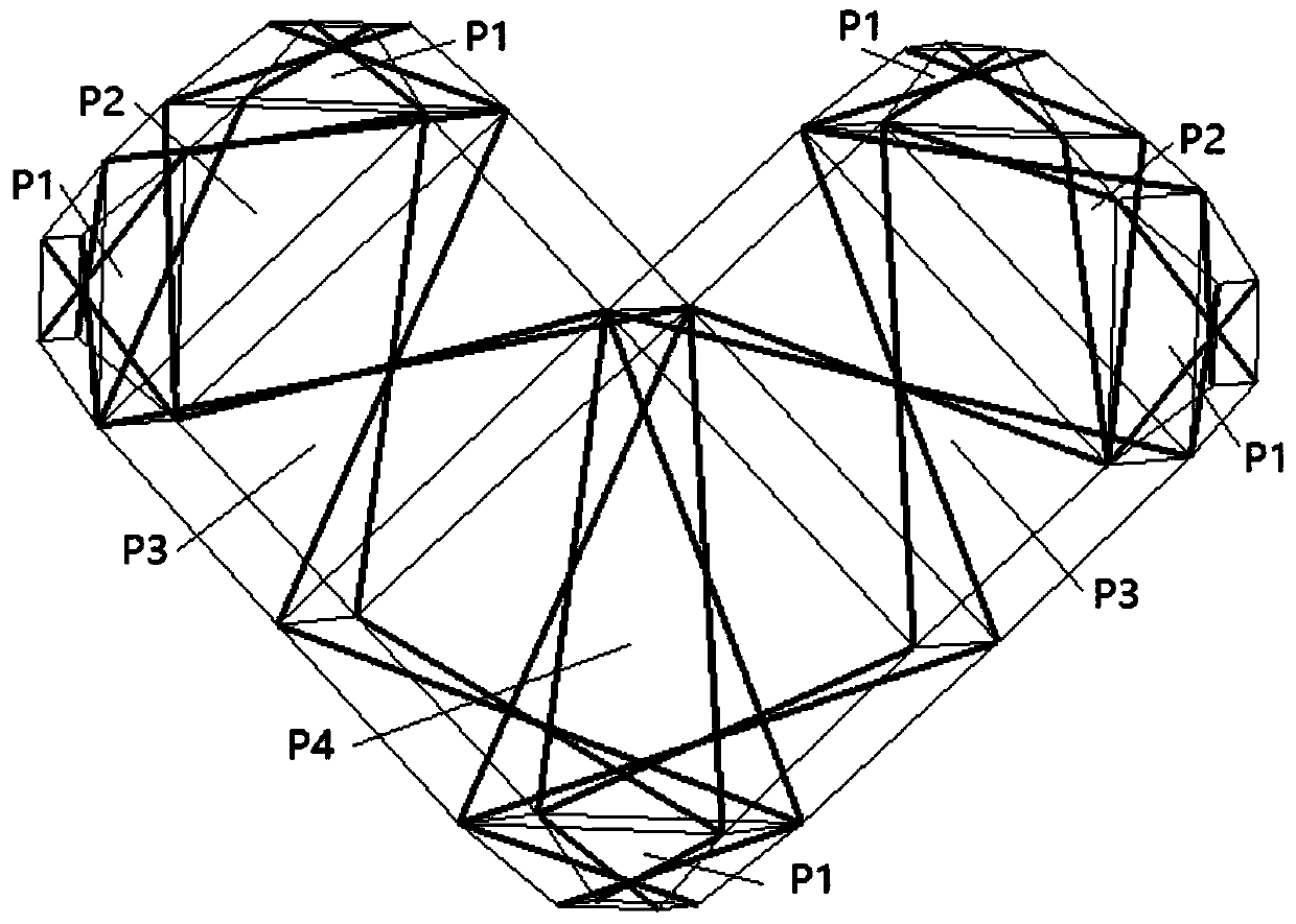 A heart-shaped tensegrity structure