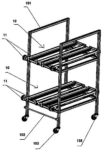 Unpowered goods shelf and goods transportation device