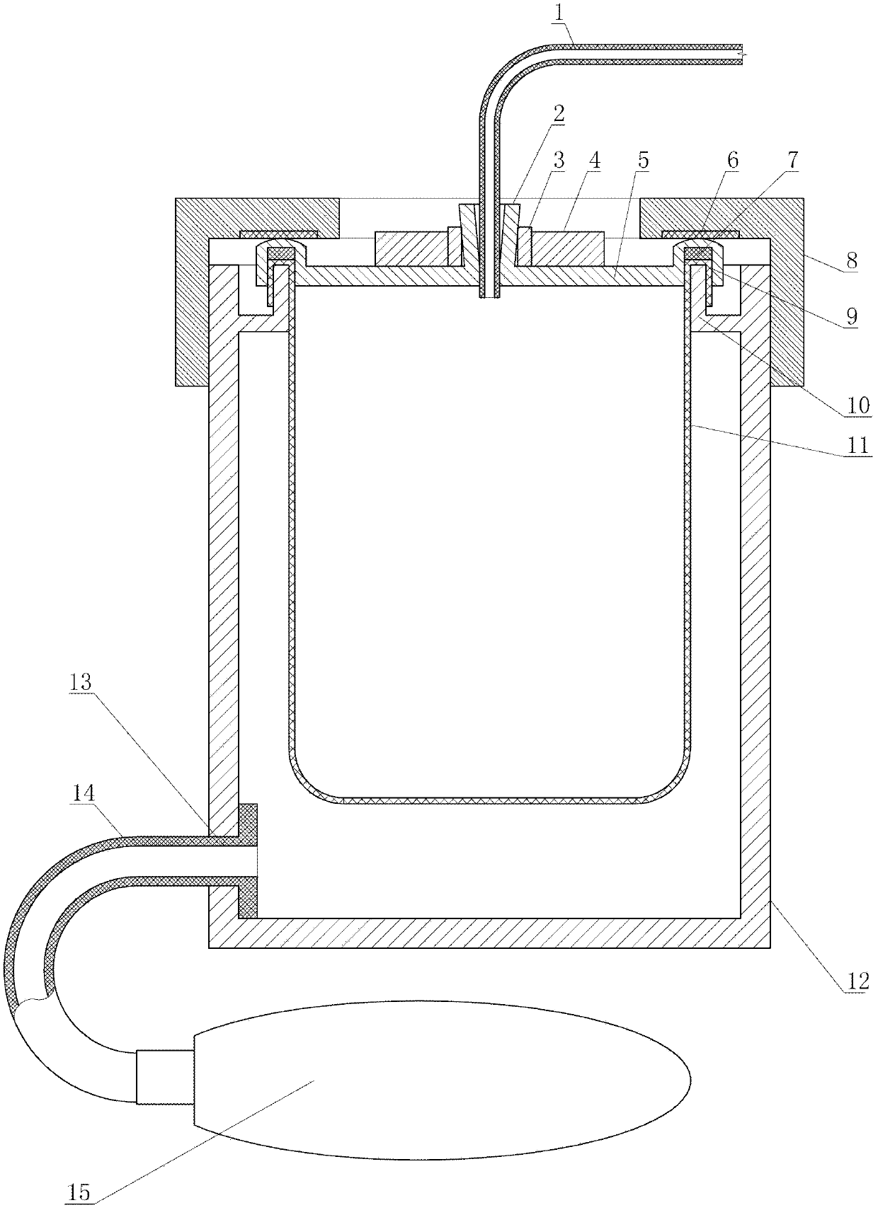 Air pressure type liquid food self-help supply device