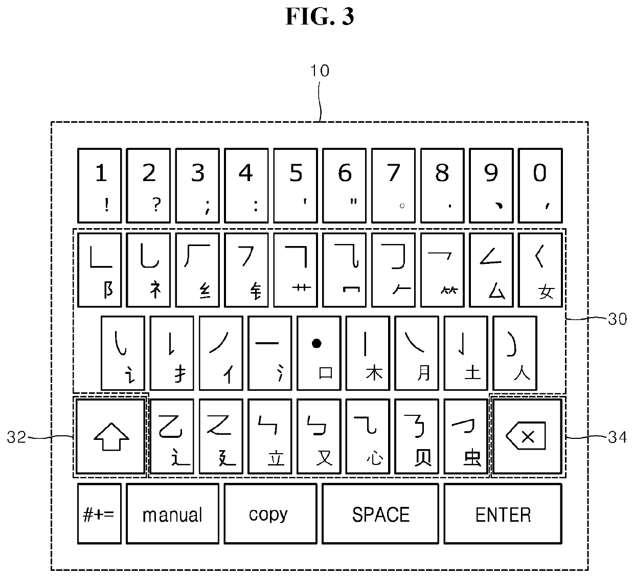 Keyboard for typing Chinese character