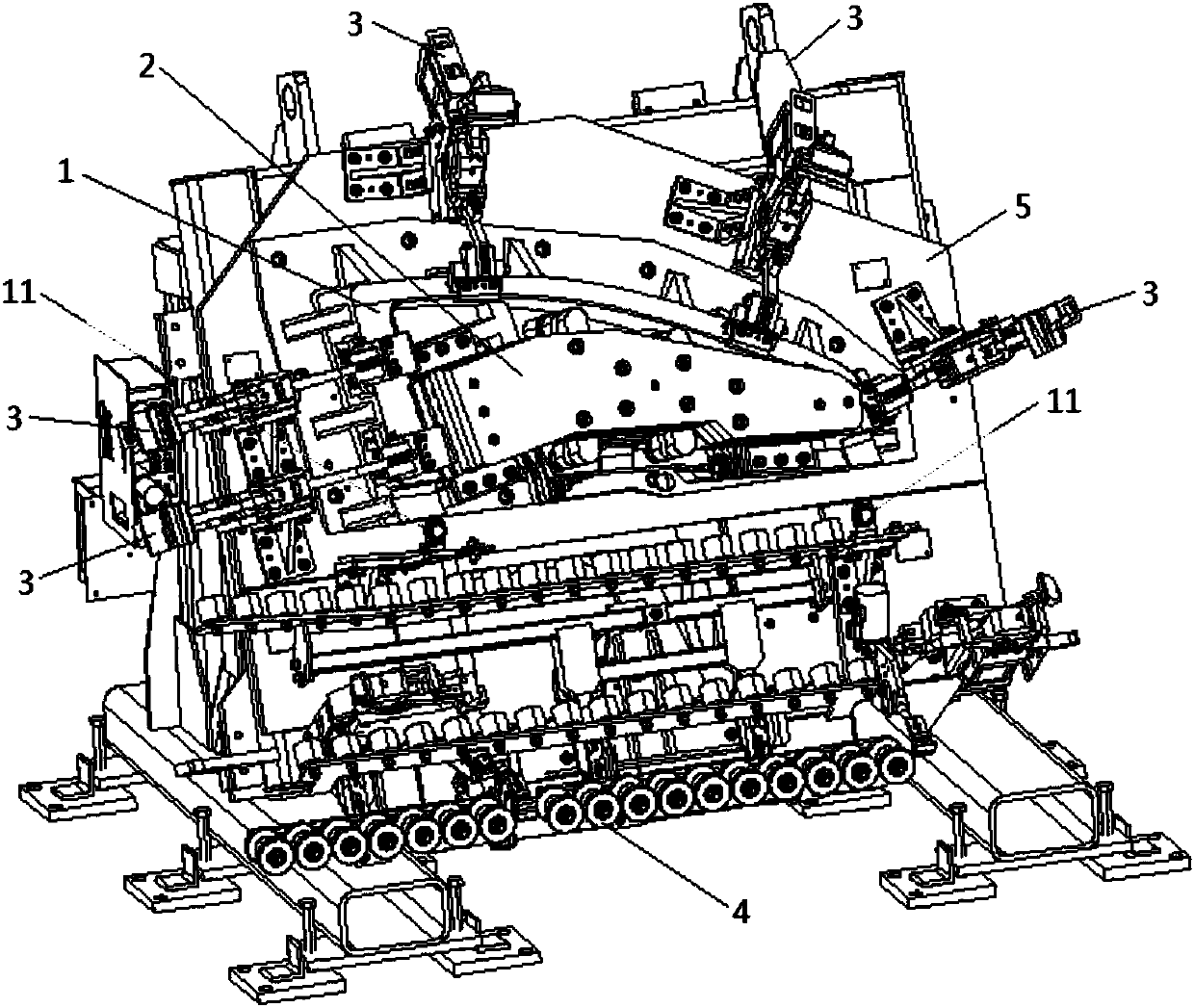 A light-weight automatic door inner and outer panel hemming device