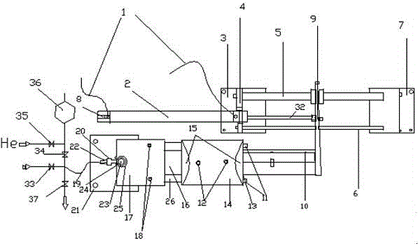 Gas constant pressure automatic sampling device for syringe type sample tube