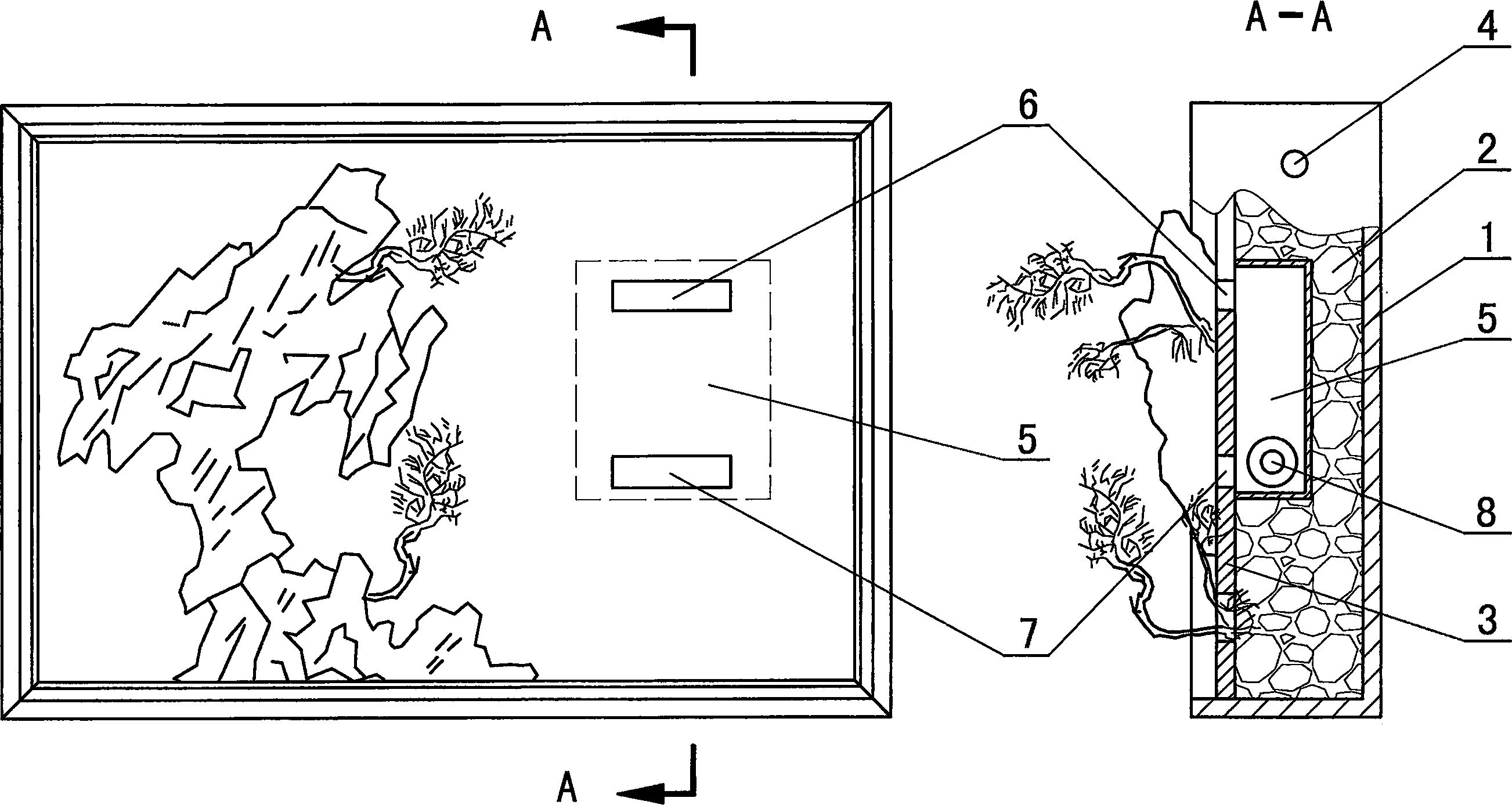 Method for fabricating hanging type picture of miniature landscape and picture seat used