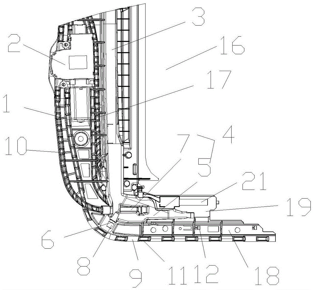 Front beam device of automobile skylight