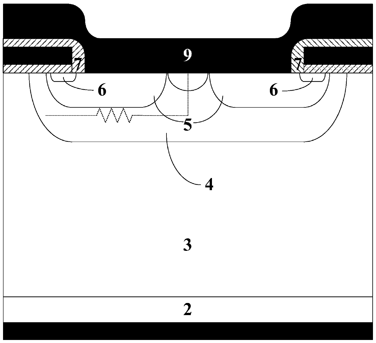 A MOS gate-controlled thyristor with integrated Schottky diode and its preparation method