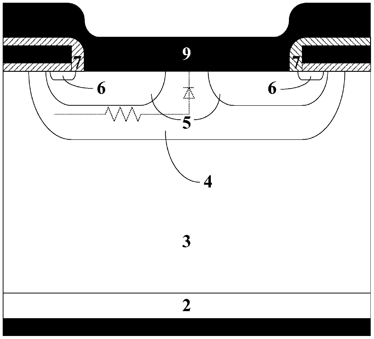 A MOS gate-controlled thyristor with integrated Schottky diode and its preparation method