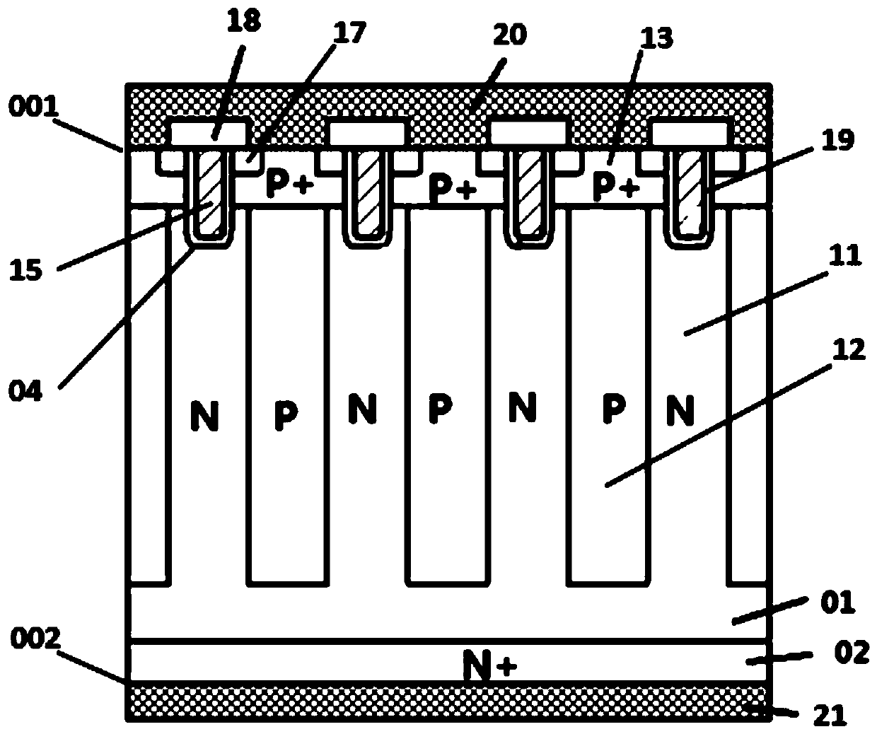 A super junction semiconductor device with optimized switching characteristics and its manufacturing method