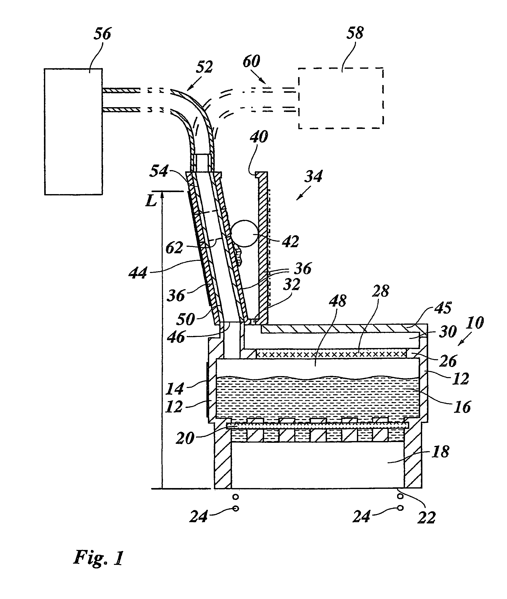 Ink jet device with a ventilation conduit