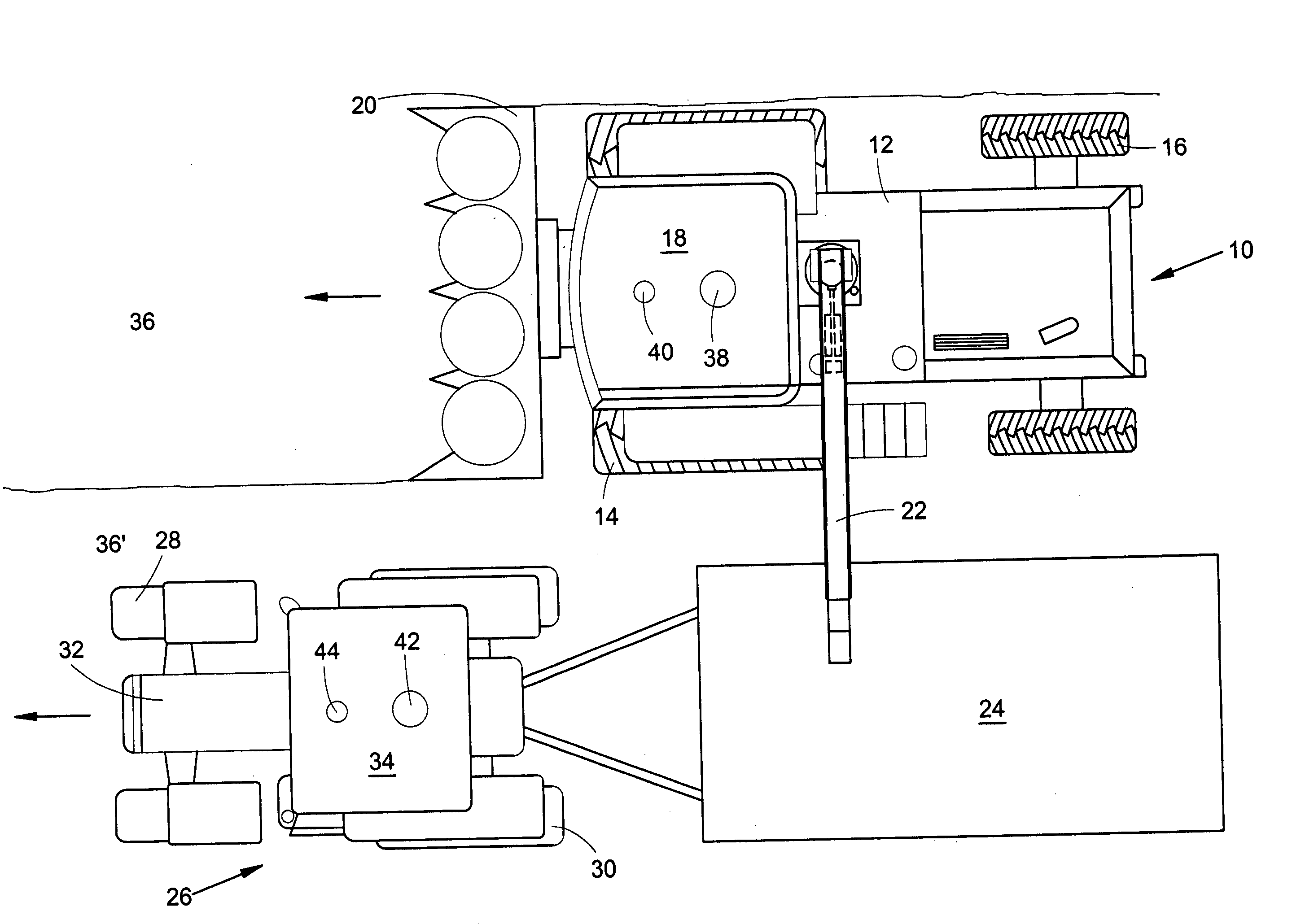 System for determining the relative position of a second farm vehicle in relation to a first farm vehicle