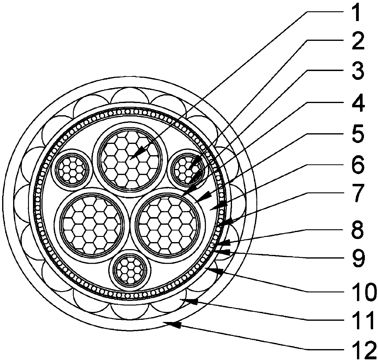 Intelligent energy-saving flexible mineral insulated fireproof cable with reduced size and processing method thereof