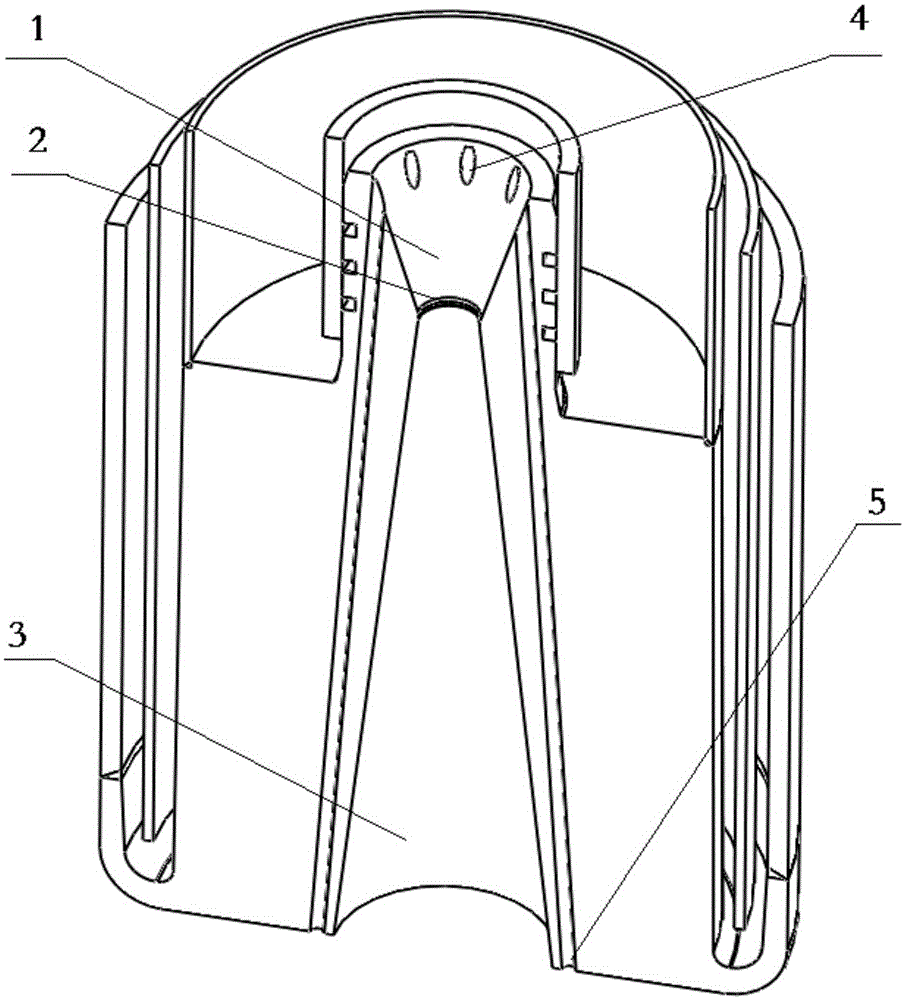 Supersonic nozzle preventing from slag entrapment