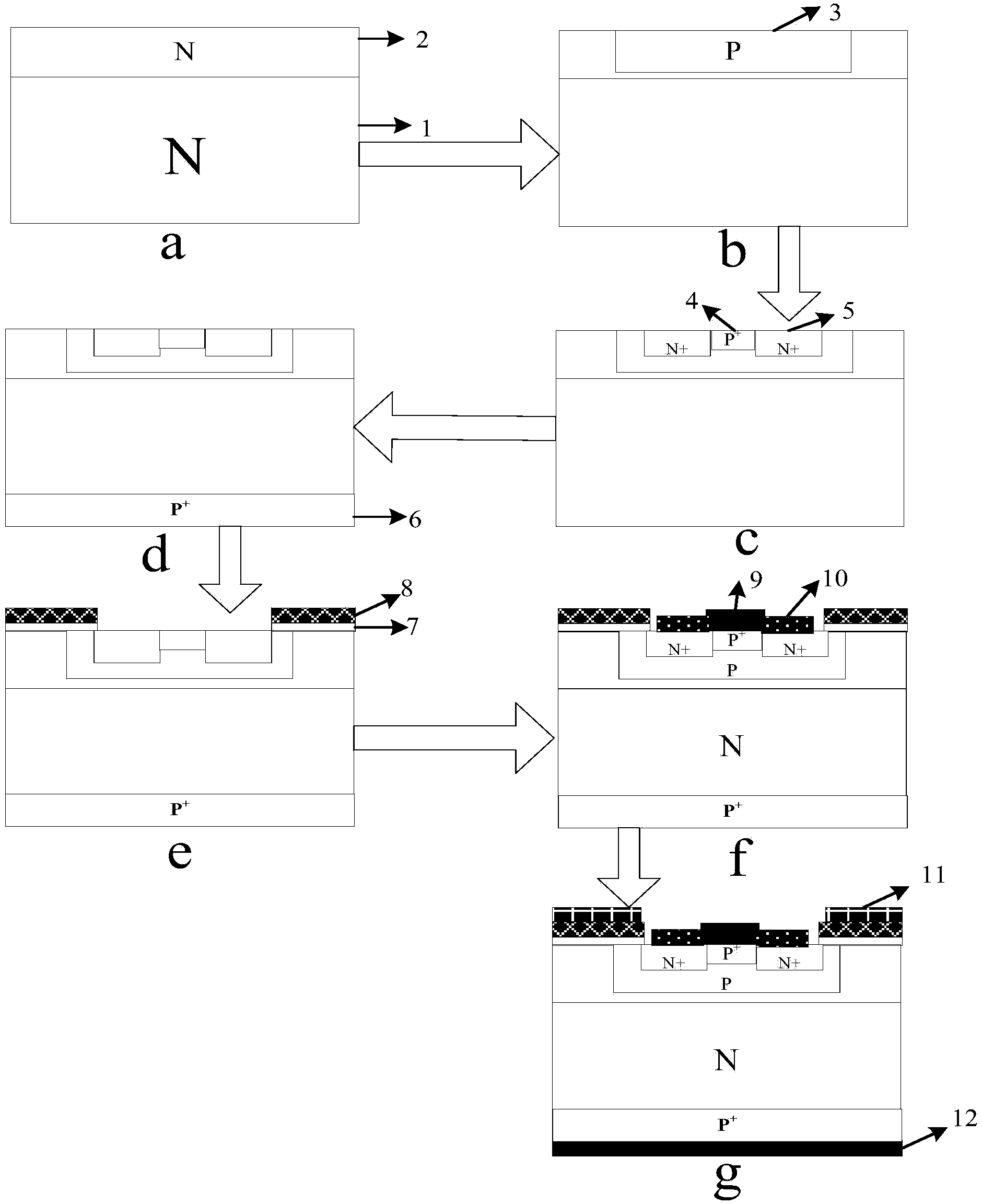 Method for manufacturing N-channel silicon carbide insulated gate bipolar transistor