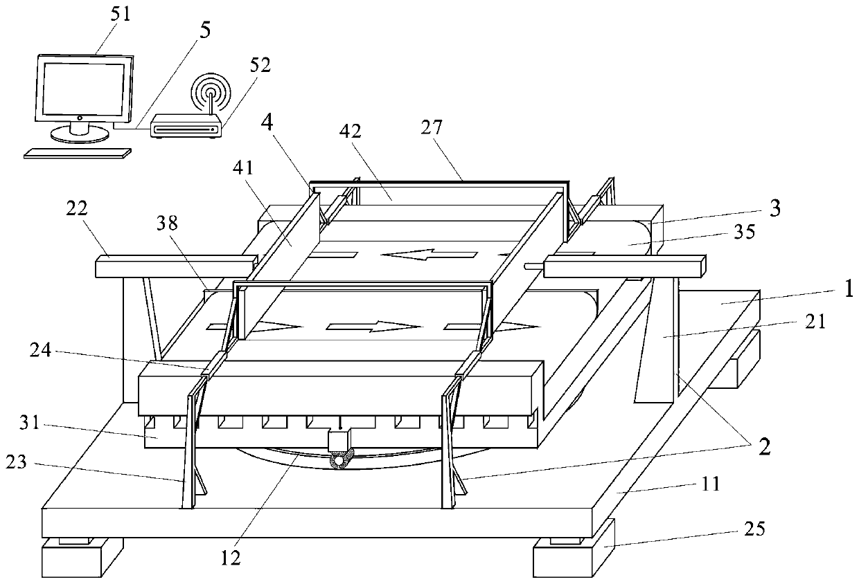 Structure physical simulation experiment device for pressing-pulling and shearing full-angle overlapping deformation