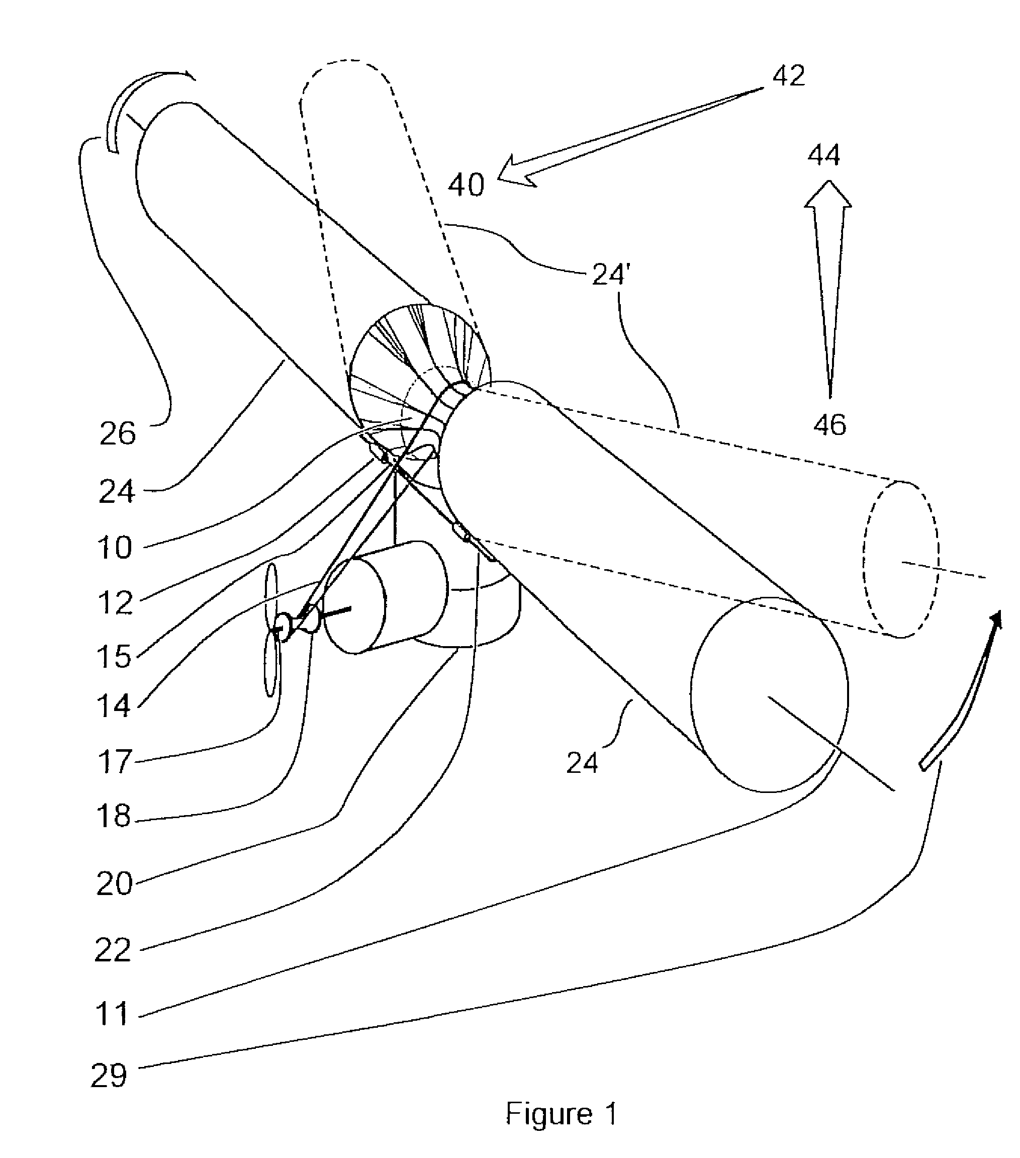 Powered aircraft including inflatable and rotatable bodies exhibiting a circular cross-section perpendicular to its rotation axis and in order to generate a lift force