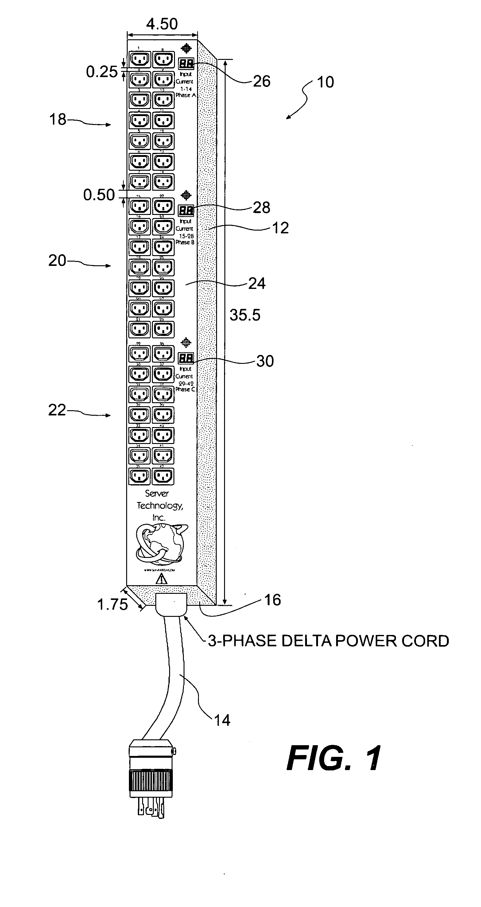 Polyphase power distribution and monitoring apparatus