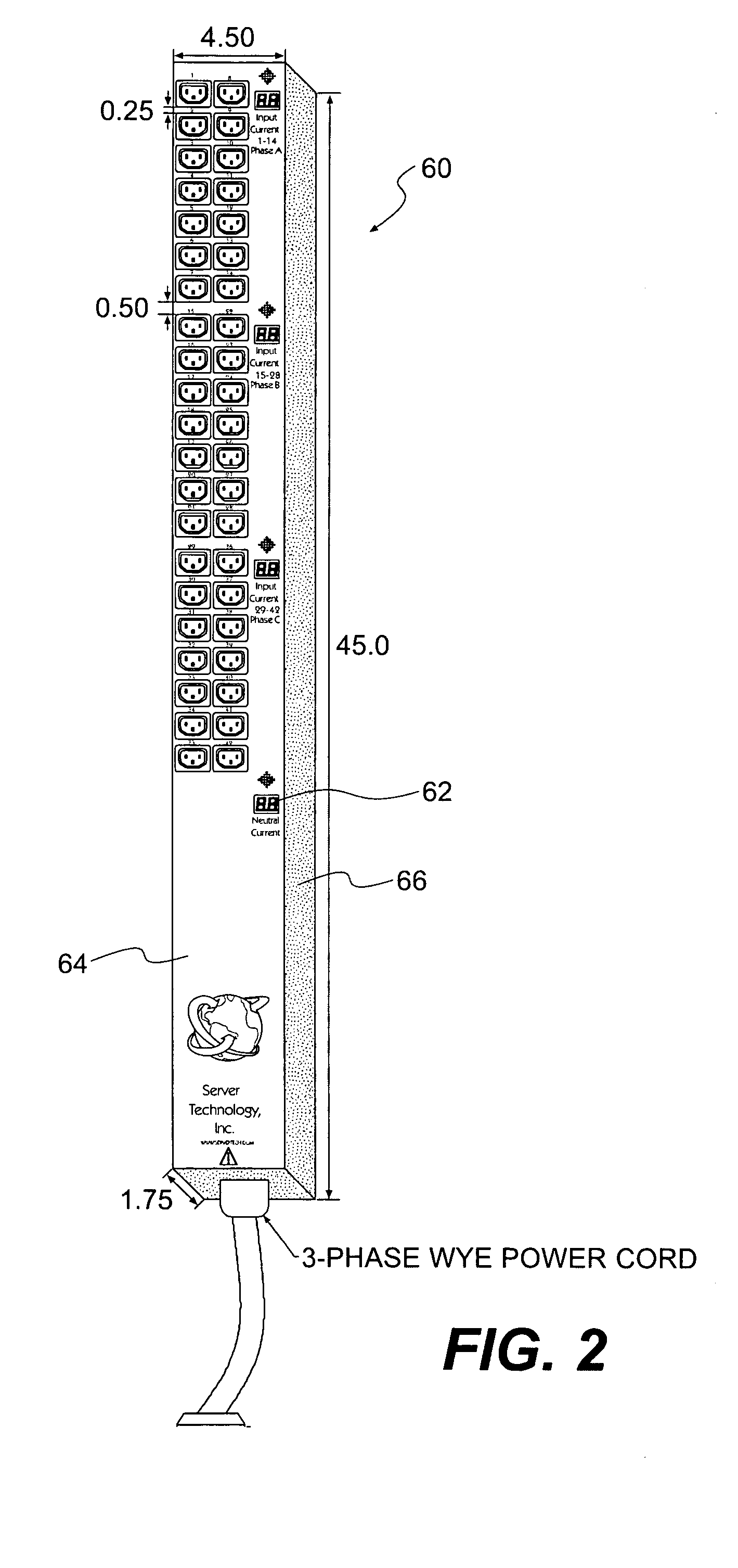 Polyphase power distribution and monitoring apparatus