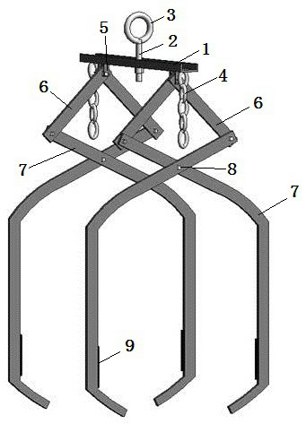 Pipe-lowering hoisting self-locking tool for concrete prefabricated pipeline