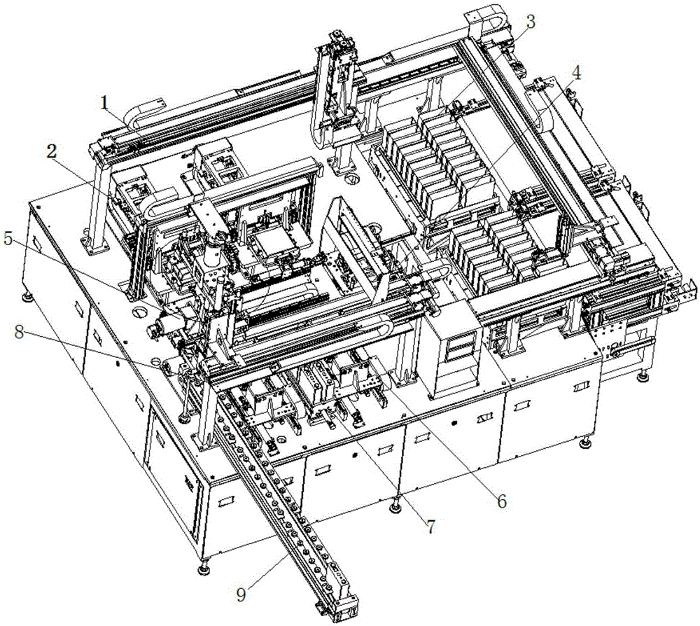 Machine for automatically mounting battery cell of square power battery into shell