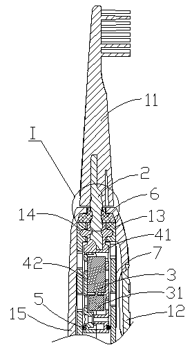 Shimmy drive structure of electric toothbrush