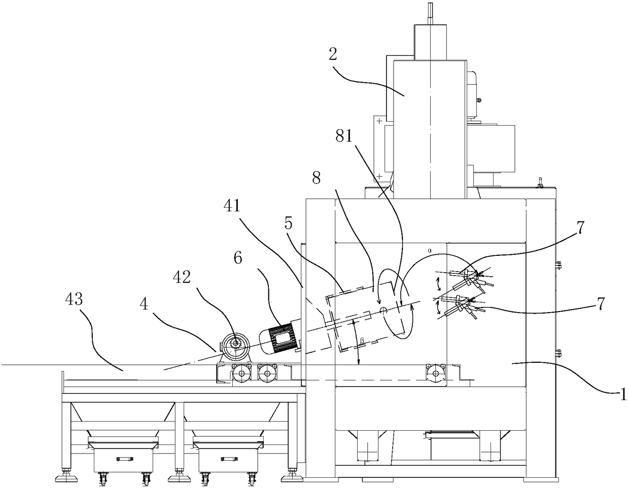 Automatic sandblasting machine for steam box inner container and sandblasting method