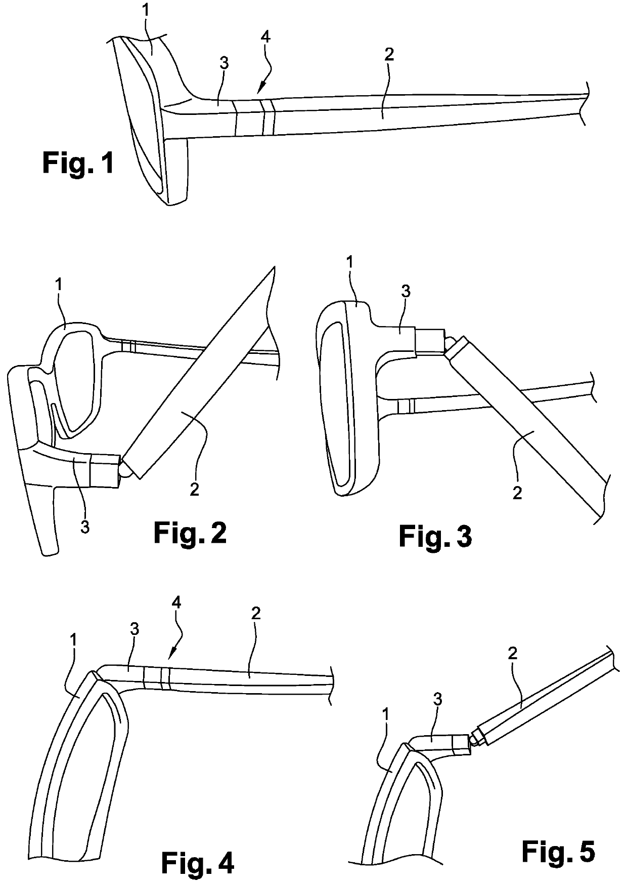 Spectacle frame with temple orientation according to a plurality of planes