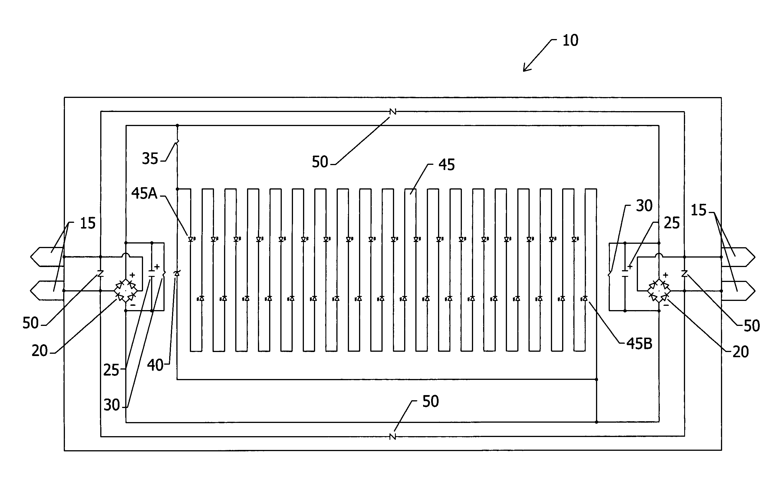 Voltage regulating devices in LED lamps with multiple power sources