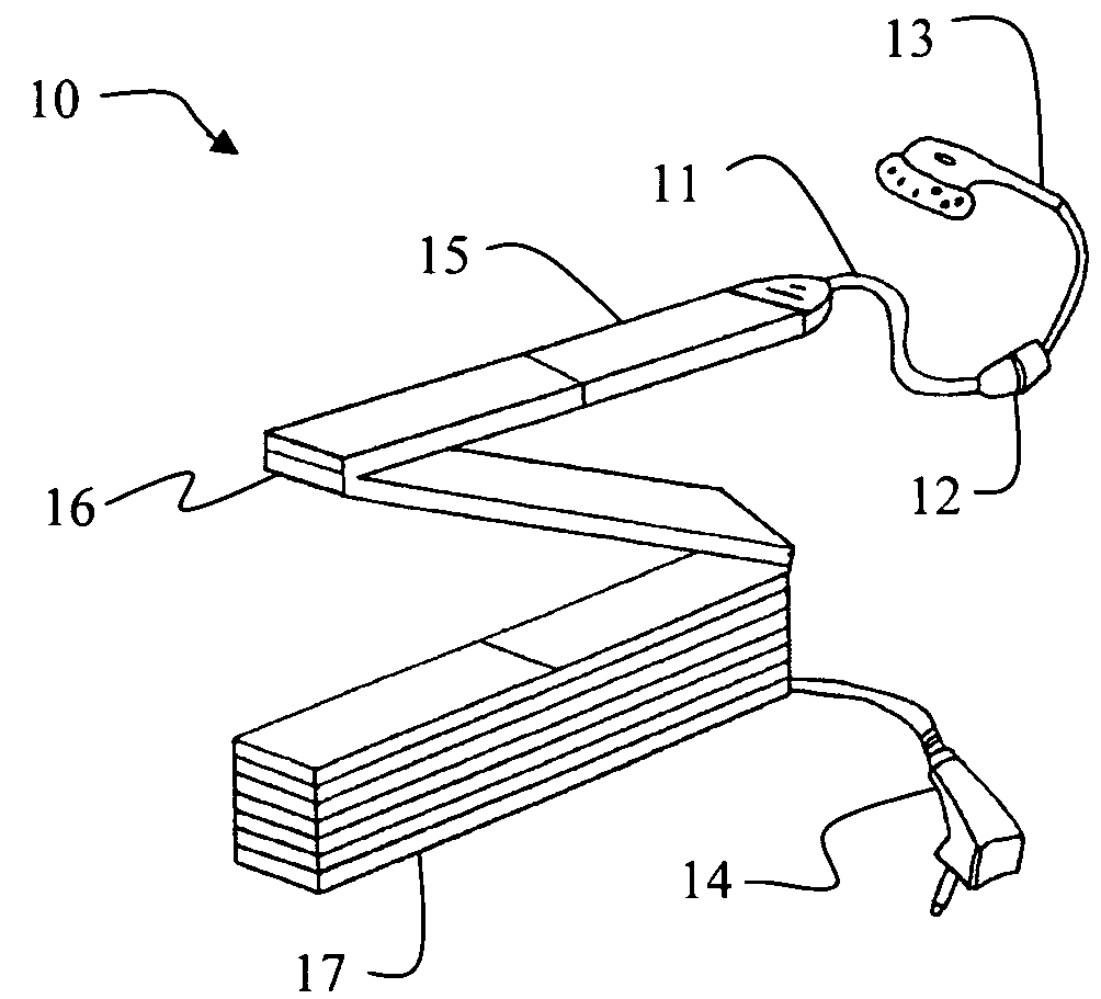 Folding cord with rigid sections and magnets