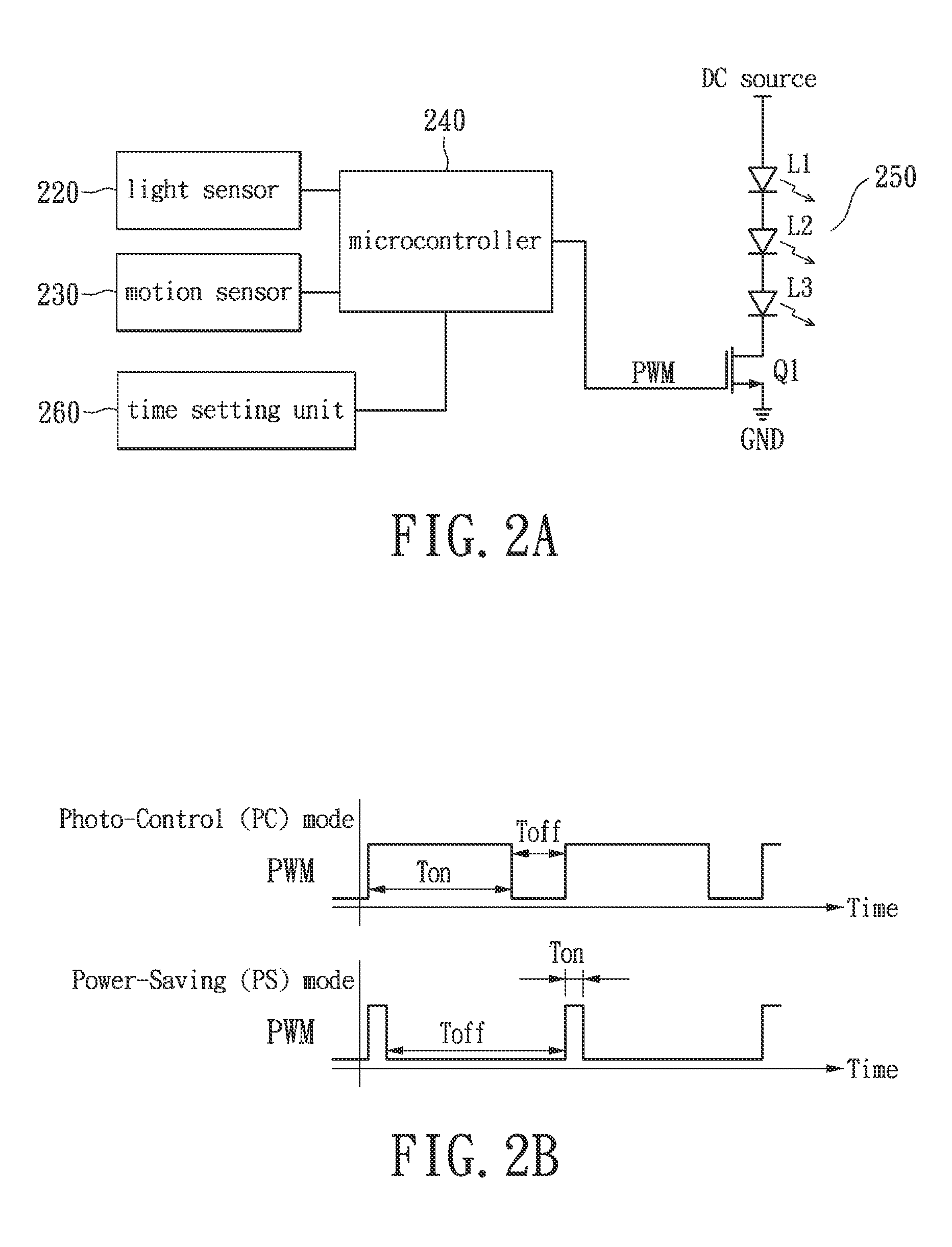 Two-level LED security light with motion sensor