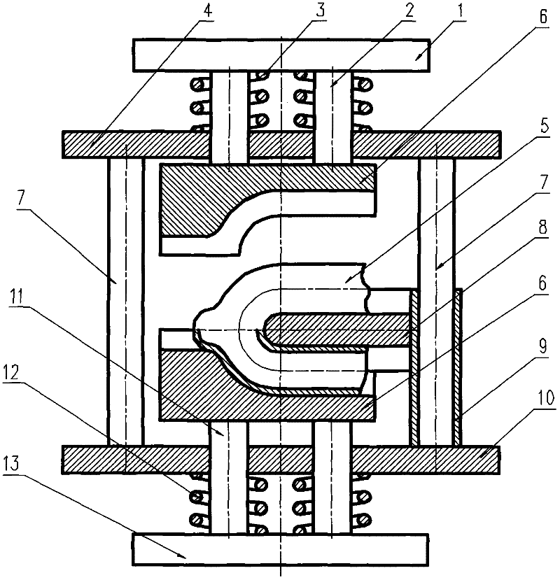 Seamless fork-shaped tube forming process and forming die