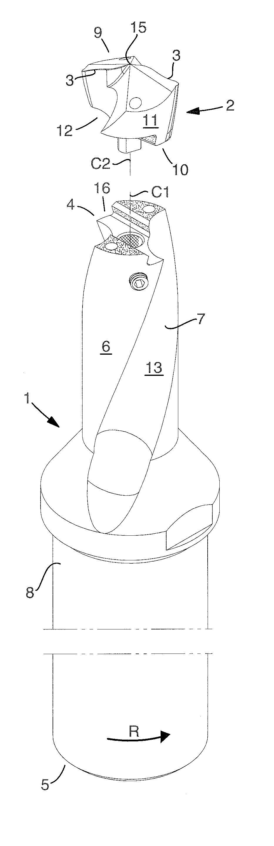 Rotatable tool for chip removing machining as well as a loose top therefor