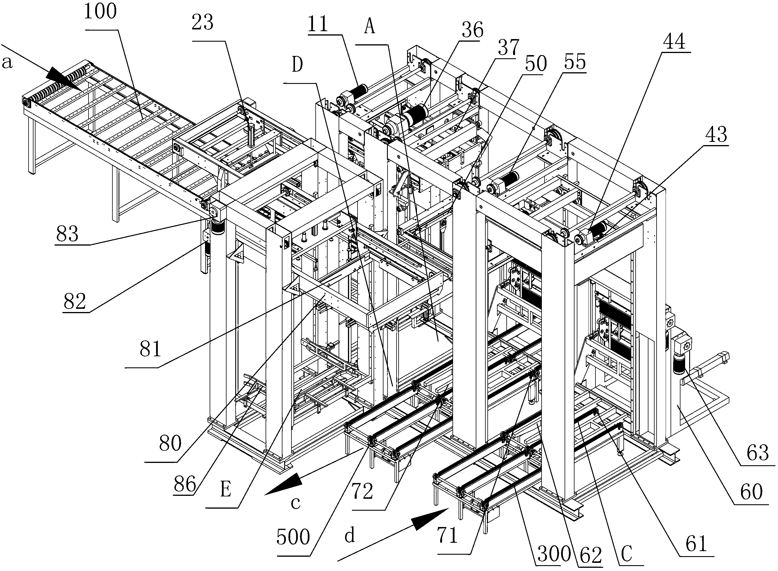 Bottle stacking machine capable of feeding and discharging bottles from low position