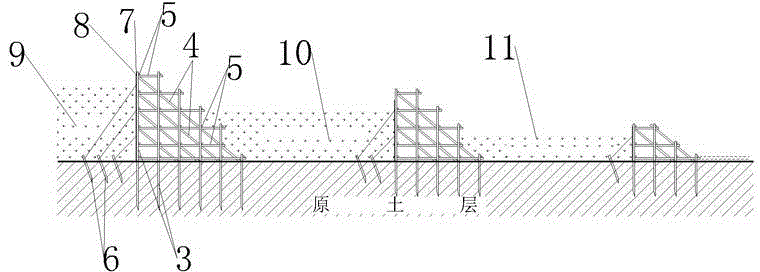 Bamboo raft pile oversized cofferdam and construction method for sea reclamation by adopting same