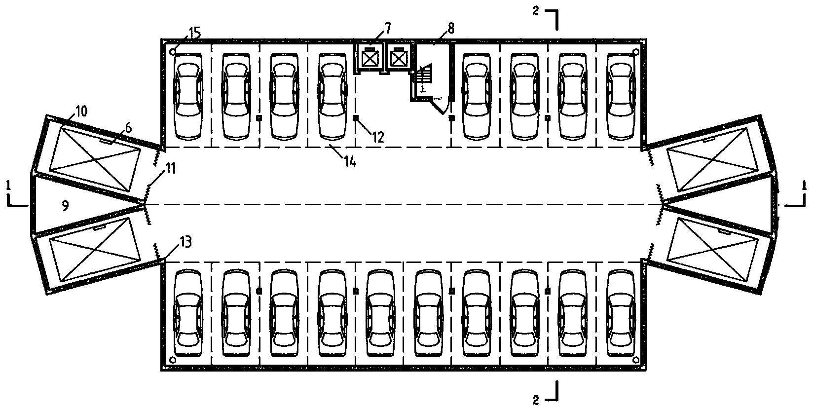 Semiautomatic vertical underground garage