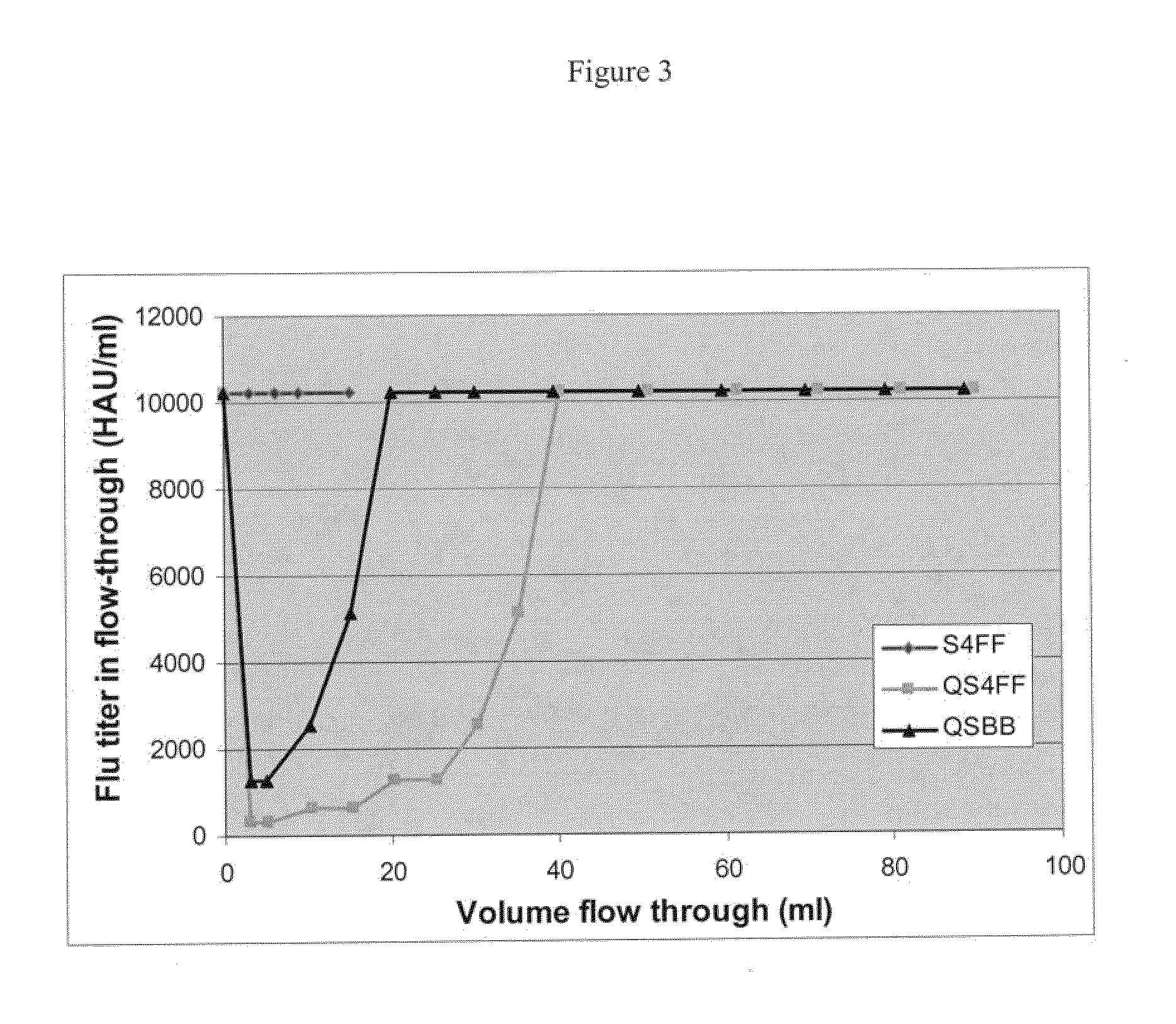 Flow through purification processes for large biomolecules