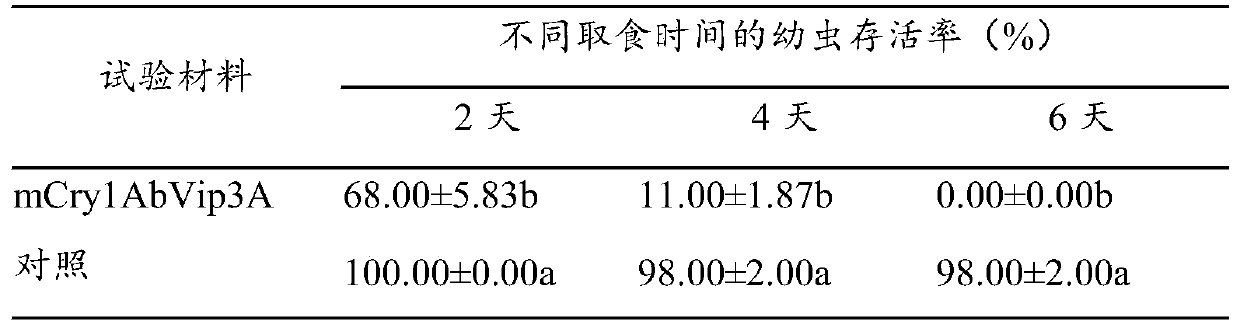 Insect-resistant fusion gene mCry1AbVip3A, and expression vector and application thereof