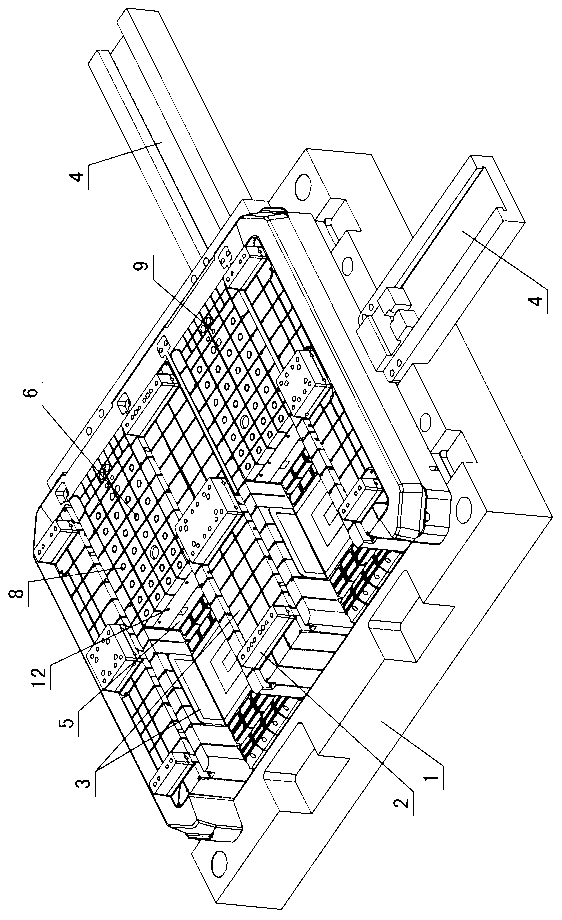 Demolding device of plastic tray injection mold fork insert