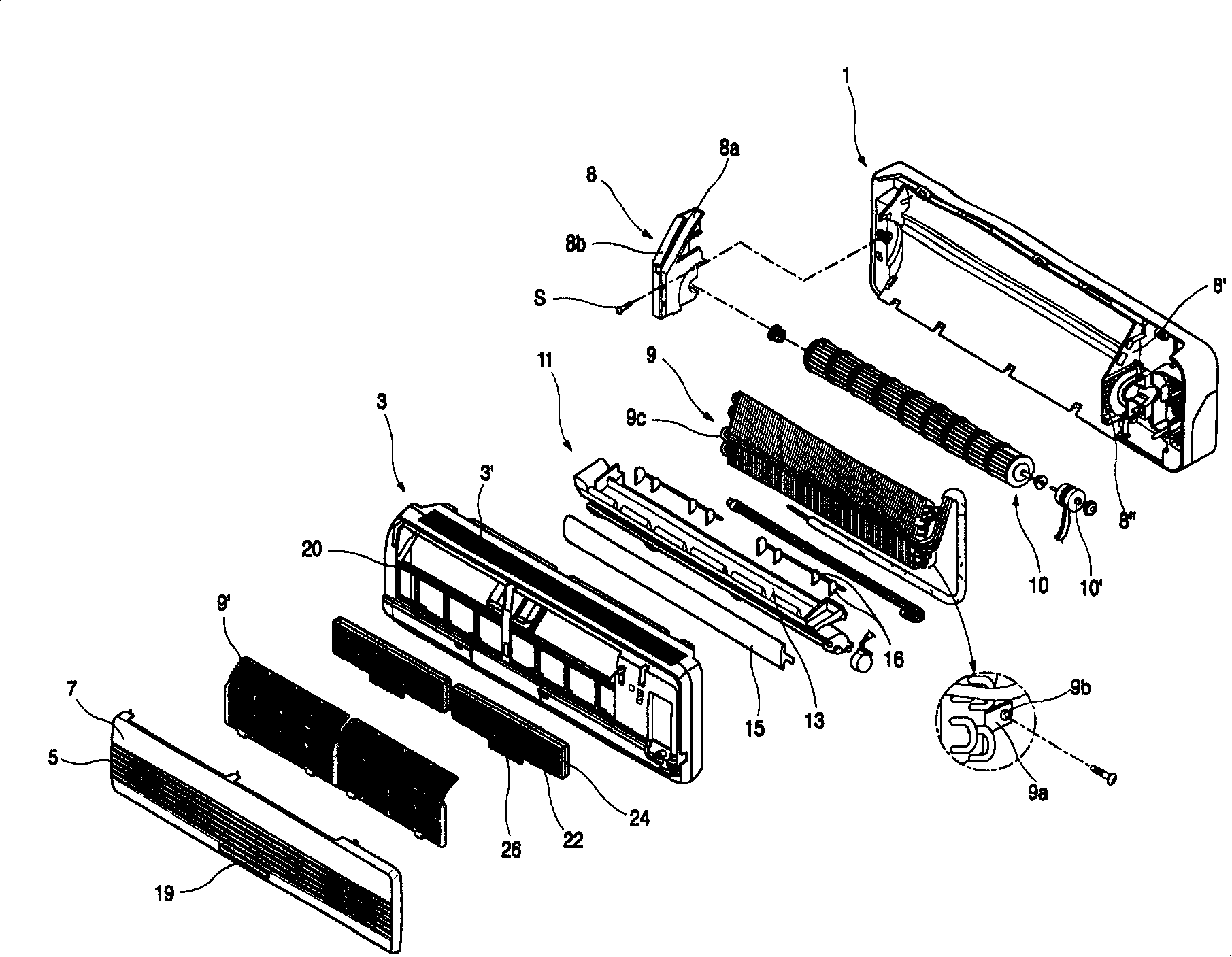 Mirror plane front panel structure of indoor set of air-conditioner