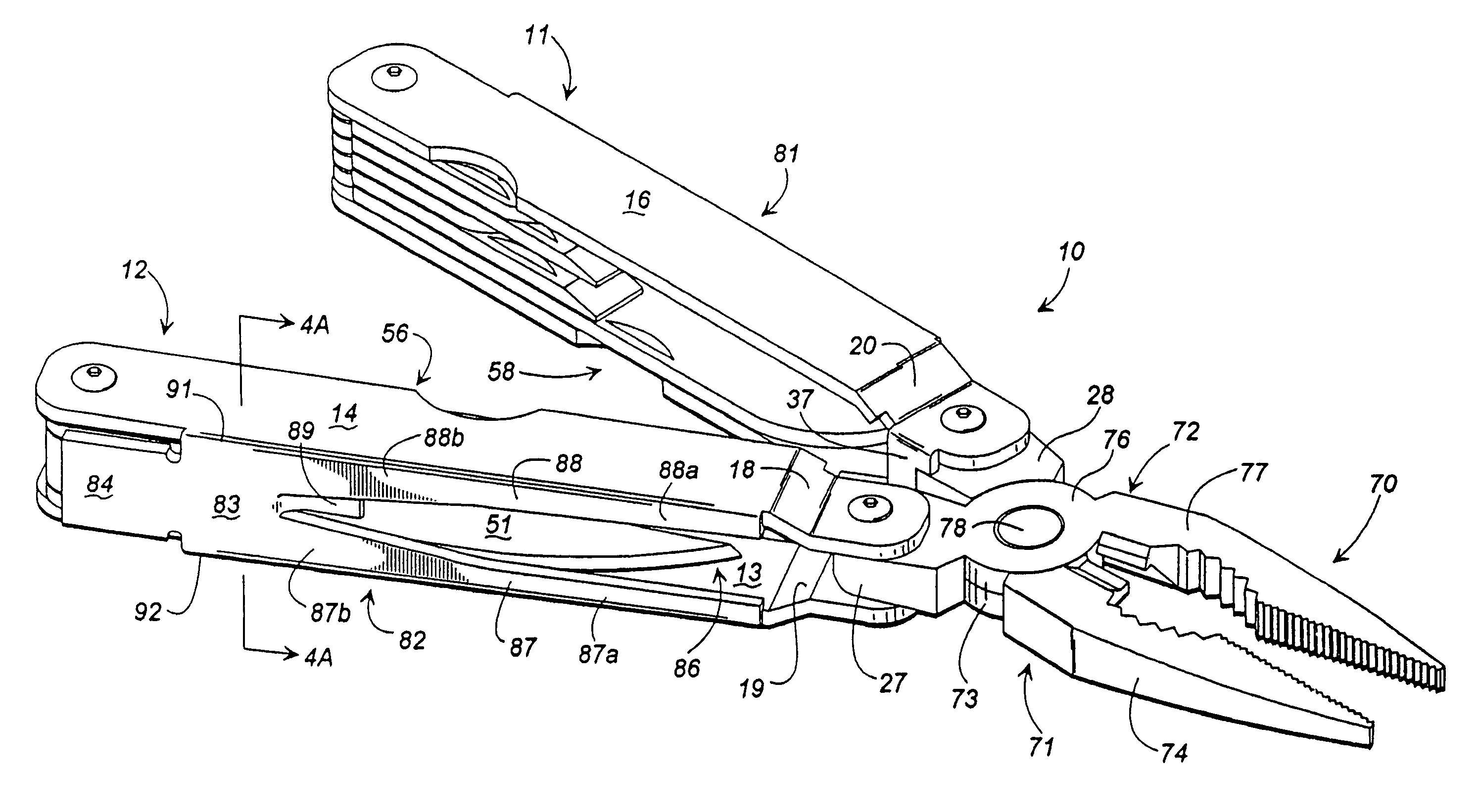 Folding multi-tool with adjustable pliers