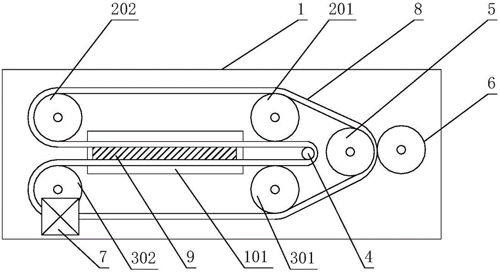 Crawler type water removal device used for tire rubber assembly