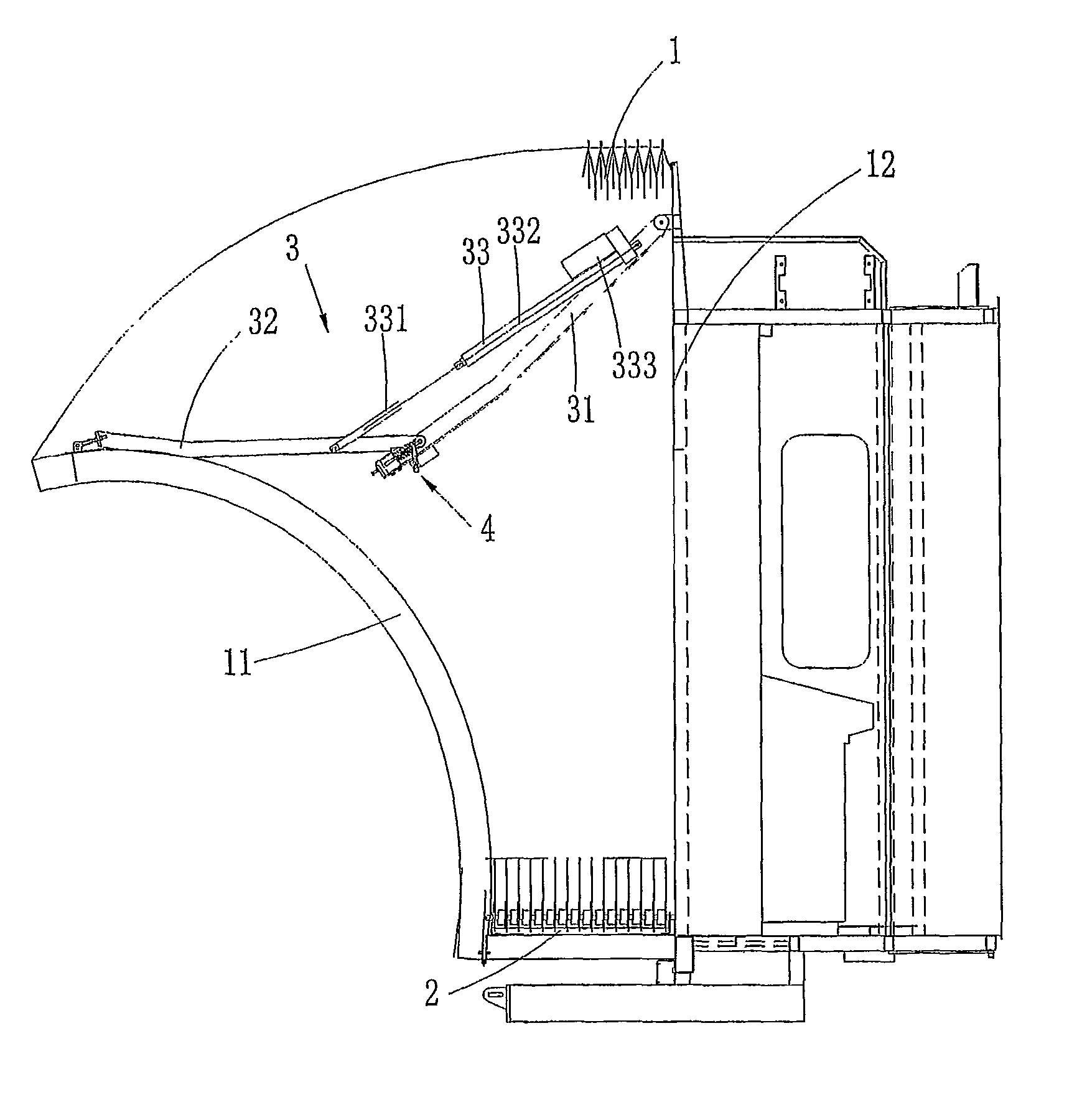 Open and close apparatus for a shelter of a boarding bridge