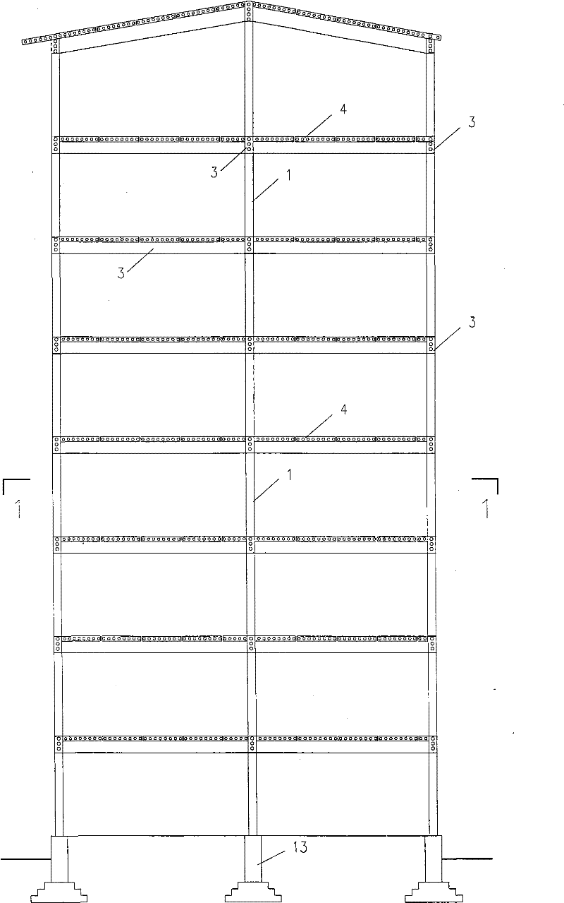 Frame-shear wall structure building of dismantling-free prefabricated reinforced concrete formwork and construction method thereof