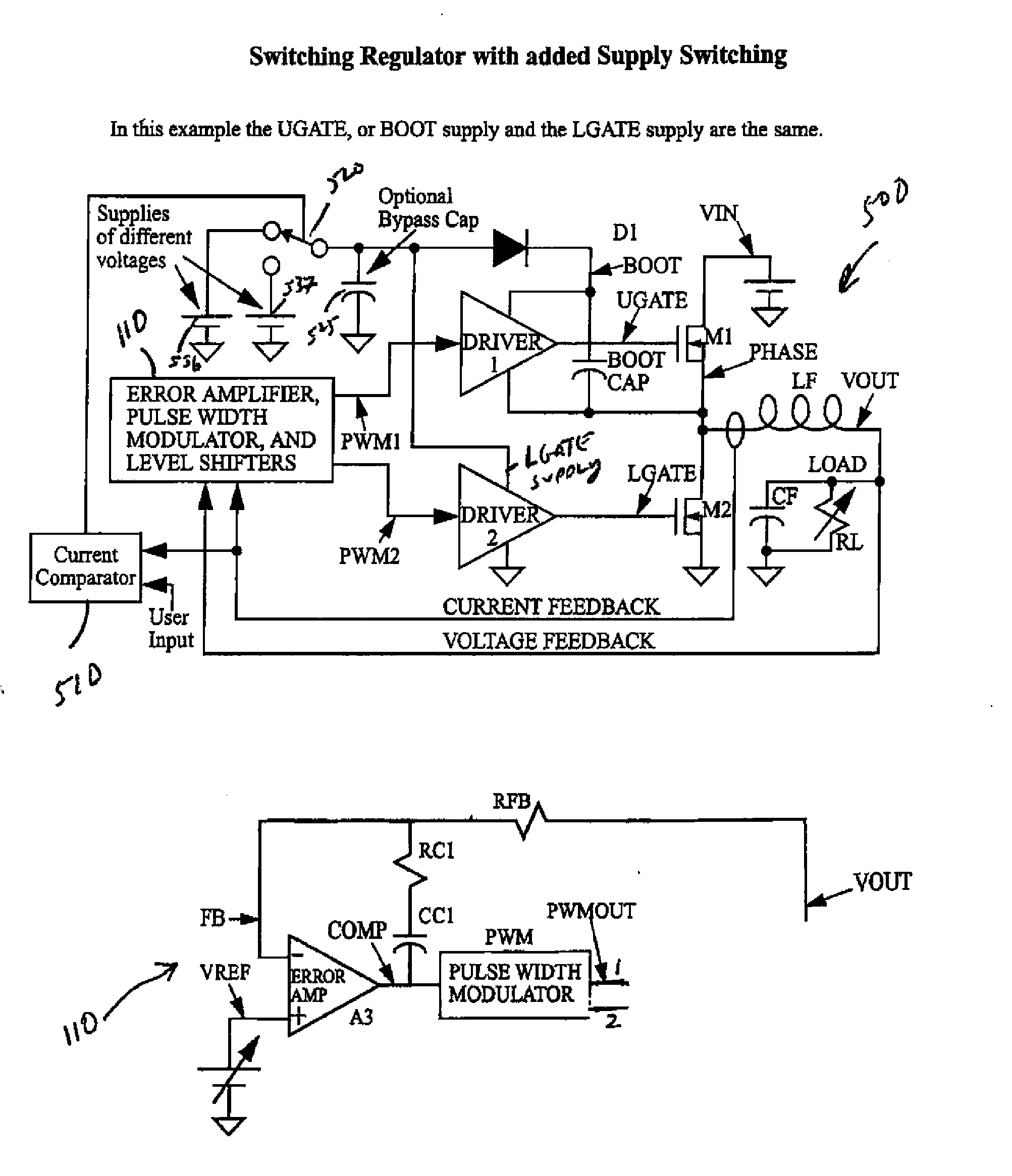 Load compensated switching regulator