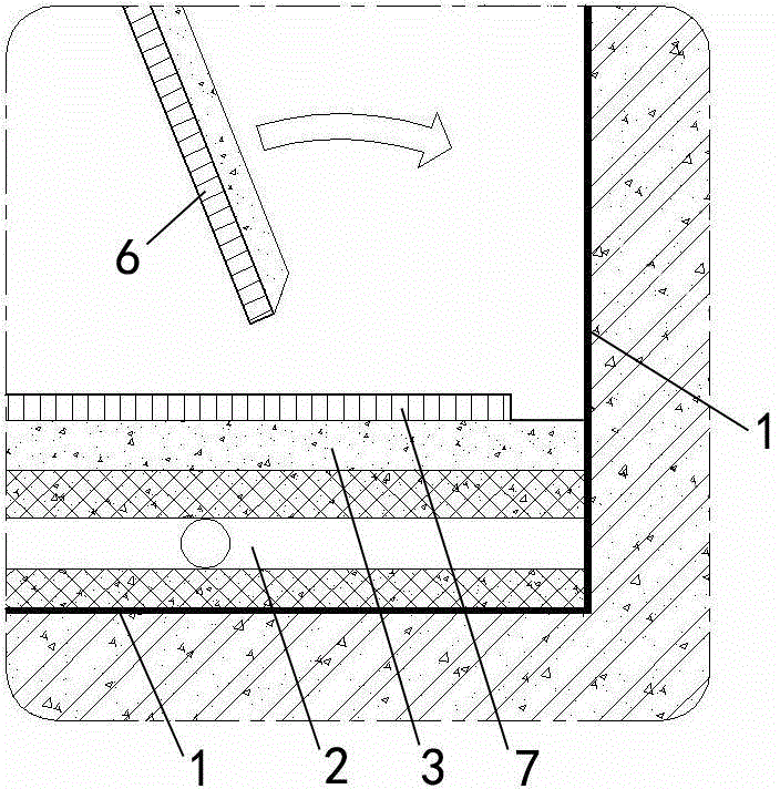 Restroom water-seepage-preventing construction structure and construction method thereof