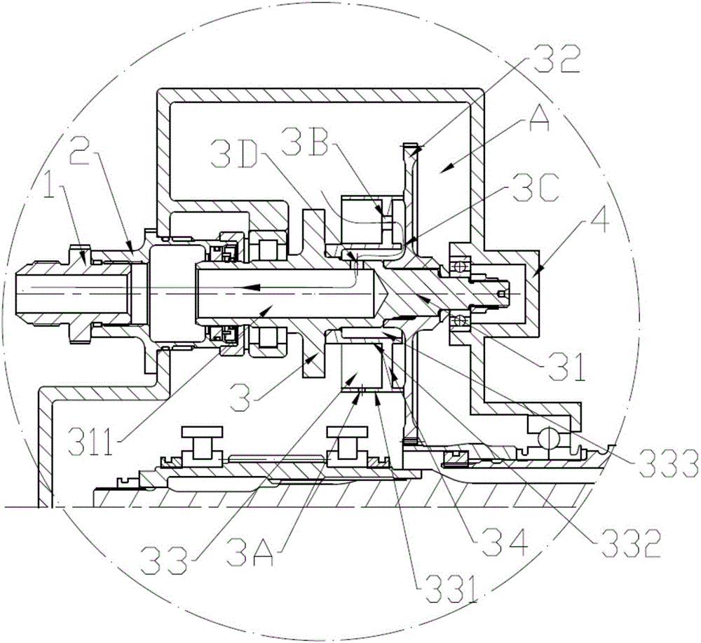 Bearing chamber axle center ventilating structure and gas turbine engine with same