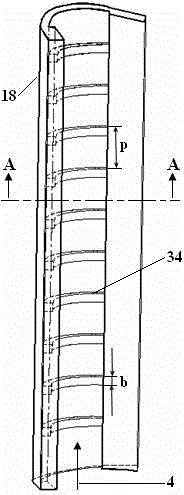 Internal cooling structure with grooves and ribs on front edge of turbine blade and method of internal cooling structure