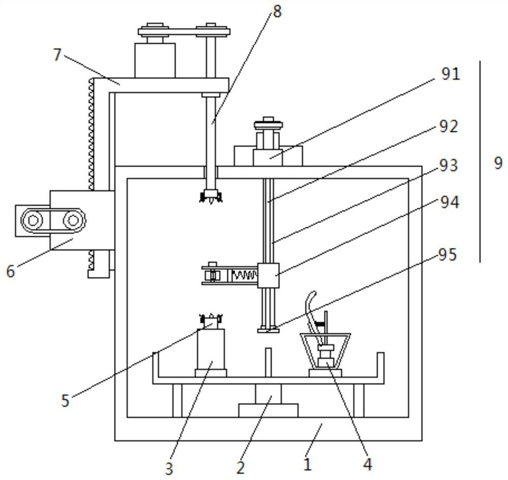 An integrated device for peeling and taking scoops for pumpkin processing