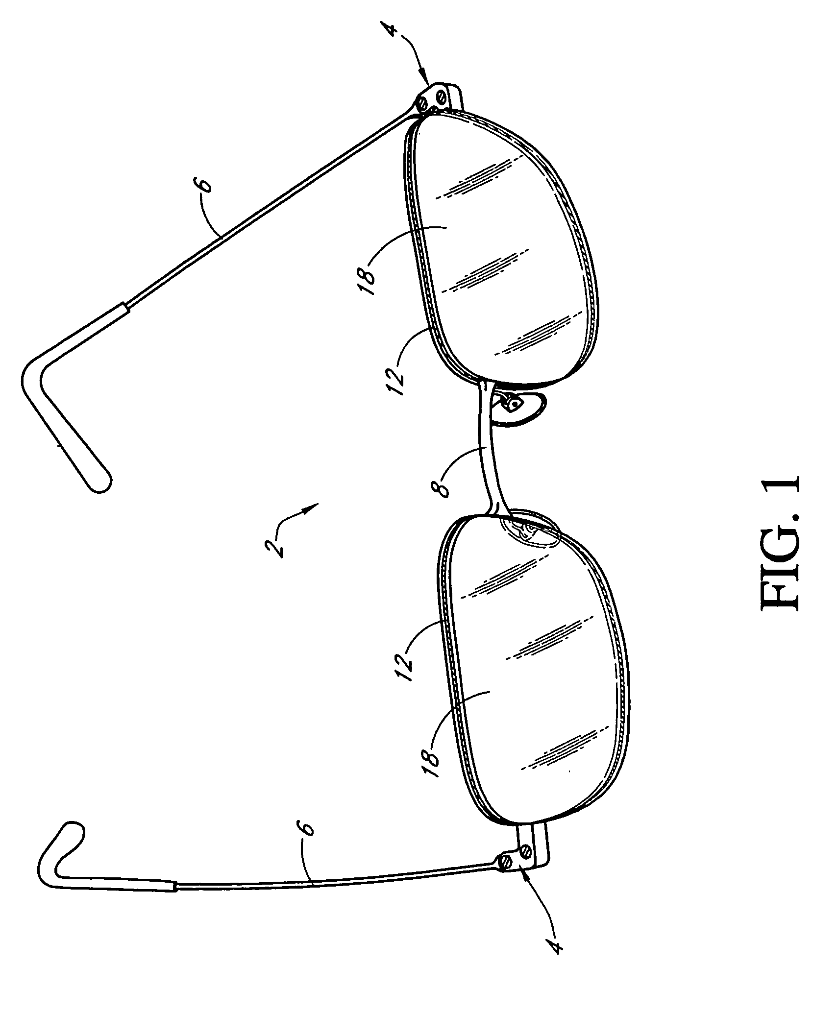 Adjustable tensioning system for rimless eyewear