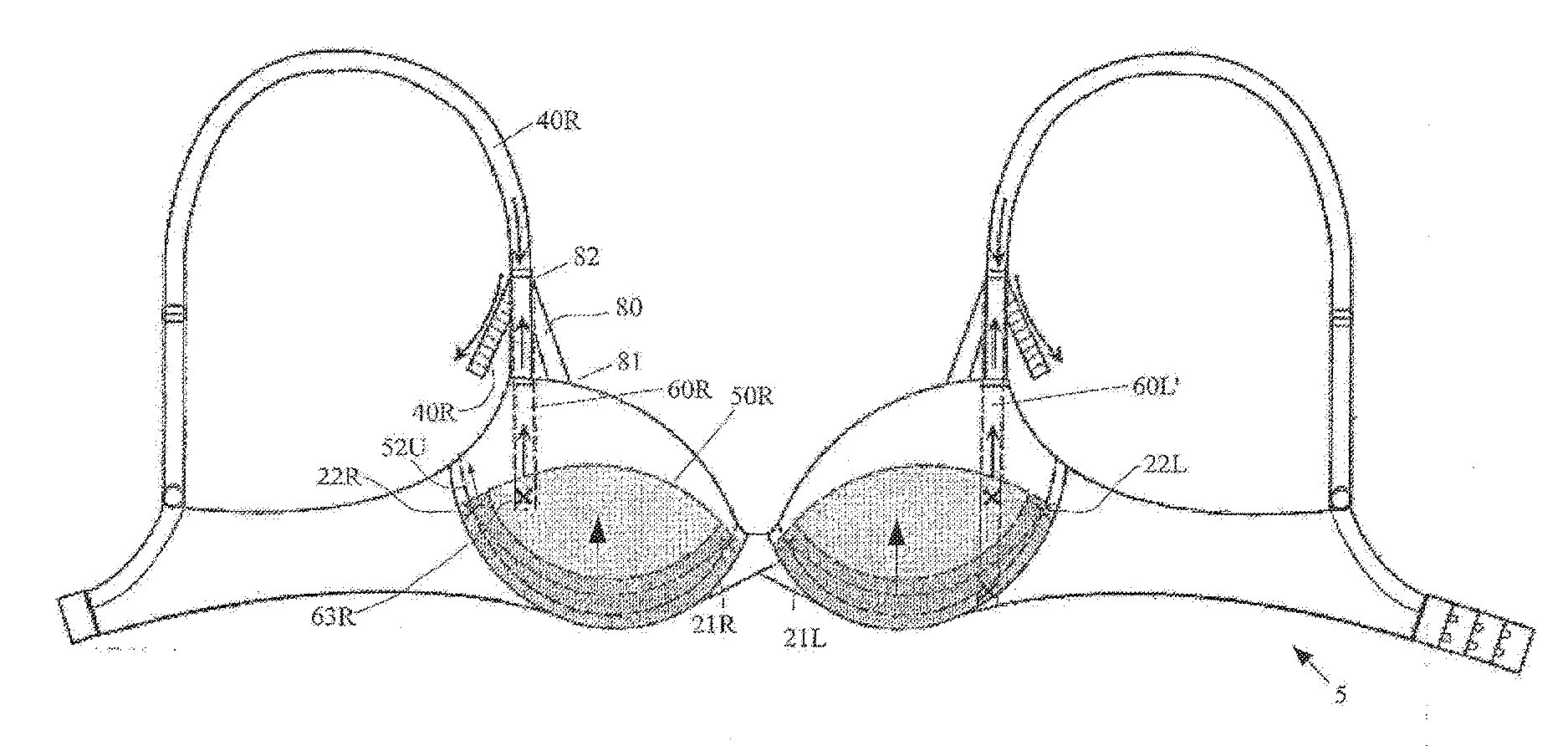 Brassiere Providing Continuous Adjustability Between Different Lift Positions and/or Convertibility Between Minimizer and Maximizer Support