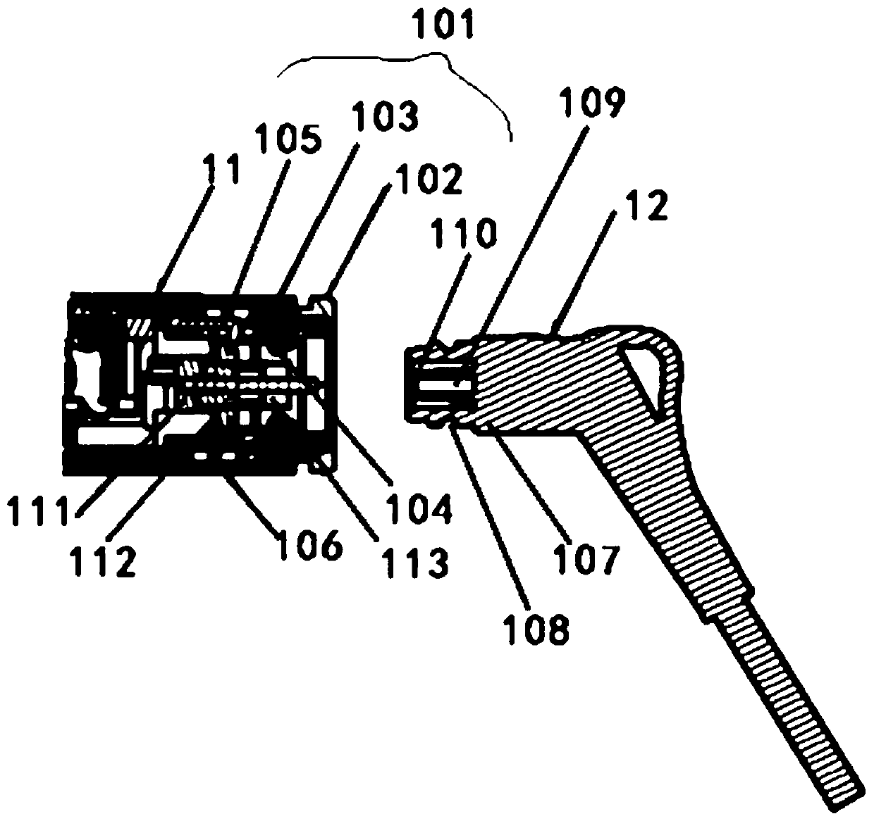 Power line detachable structure of portable hair curler